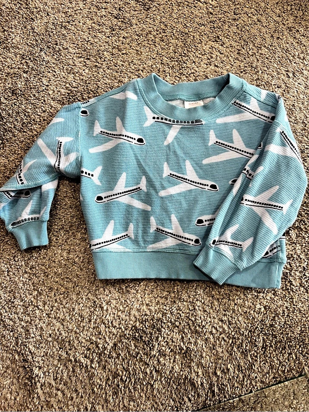 Hanna Andersson Waffle Crewneck in Take Flight on Bluest Sky Kids Sweatshirt